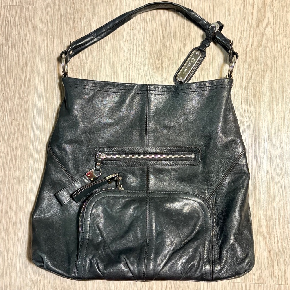 B.MKOWSKY  Black Lambskin Leather Shoulder Bag